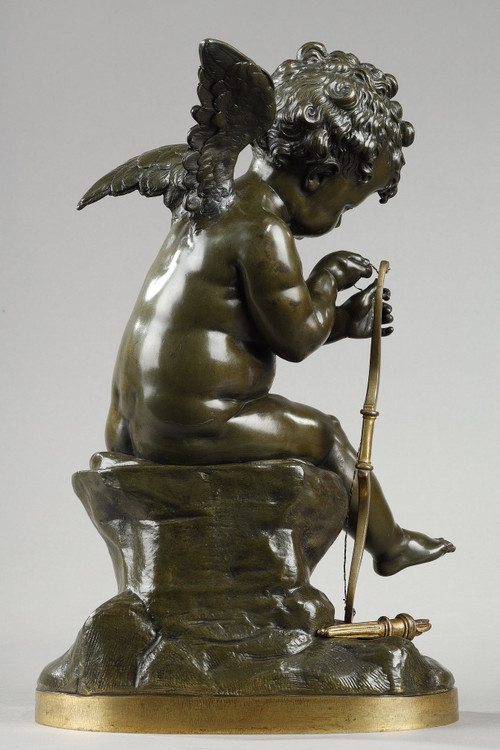 Bronze de Cupidon bandant son arc d'après Lemire (1741-1827)