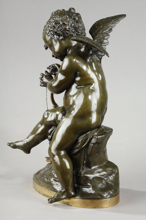 Bronze de Cupidon bandant son arc d'après Lemire (1741-1827)