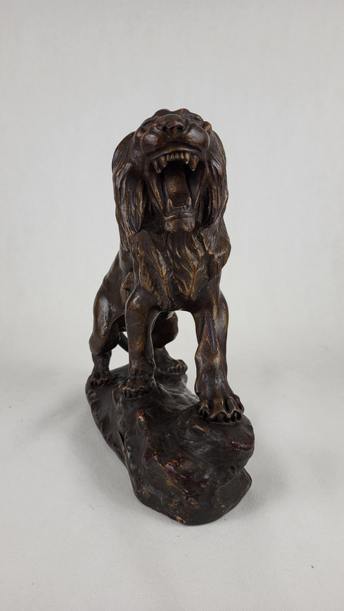 Terracotta sculpture "Lion in Fury" - Thomas Cartier (1879-1943)