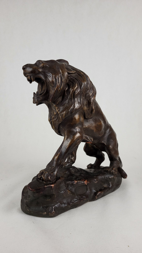 Terracotta sculpture "Lion in Fury" - Thomas Cartier (1879-1943)