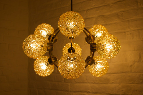 H. Tynell style amber globe chandelier