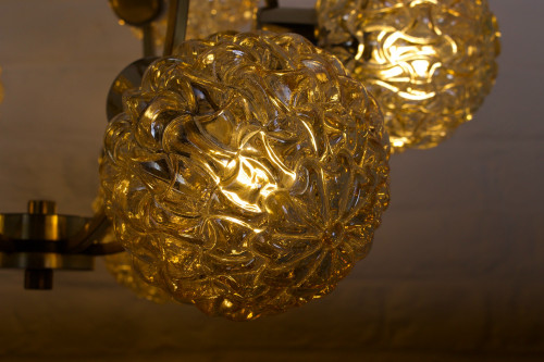 H. Tynell style amber globe chandelier