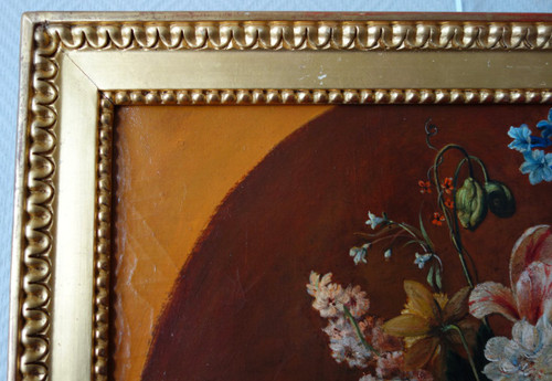 French School Circa 1800: Painting Of Flowers, Oil On Canvas - 69cm X 63cm