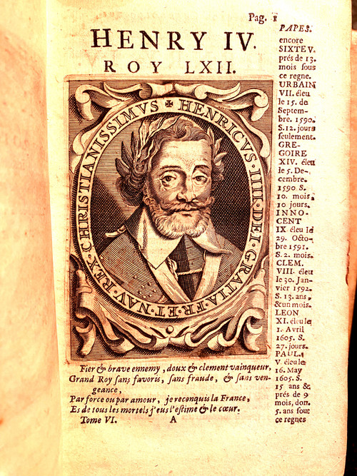 Riassunto cronologico della Storia di Francia di François de Mézeray, in 5 bellissimi volumi in pergamena dell'epoca ad Amsterdam Henri Schelte 1701