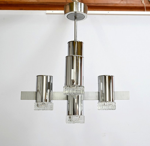 Modernist chandelier with 5 arms of light, Gaetano Sciolari, Italy – 1960