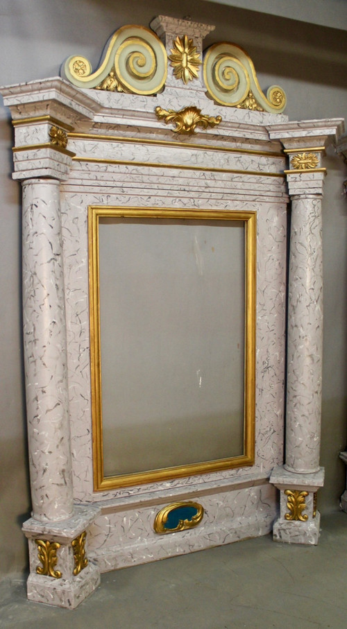 Pair Of Large 19th Century Polychrome Baroque Mirrors