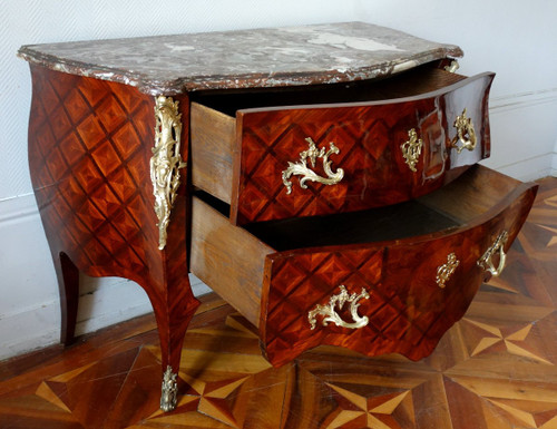 Louis XV Violet Wood Marquetry Chest Of Drawers