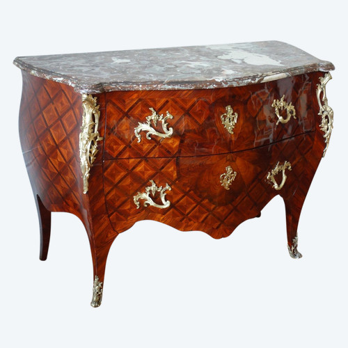 Louis XV Violet Wood Marquetry Chest Of Drawers