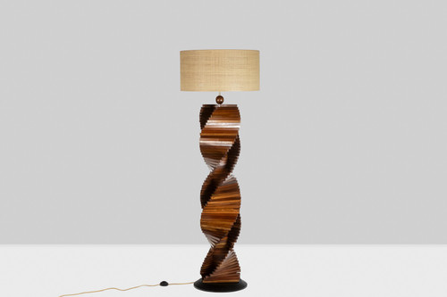 Sculptural wooden lamp base. 1980s