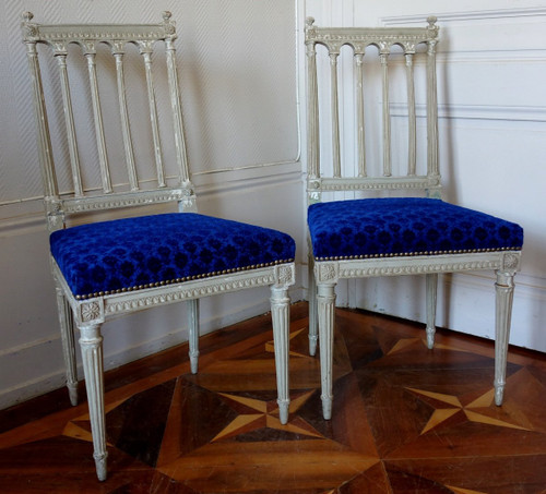 Série De 6 Chaises De Salle à Manger d'époque Louis XVI, Modèle à Colonettes d'Après Jacob