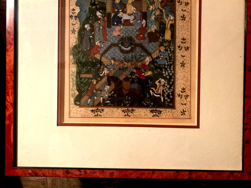 Well presented, a nice sized Persian miniature representing Characters in a Garden of Eden