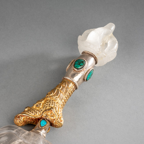 Scepter in Rock Crystal, Silver and Gilded Metal, 20th Century