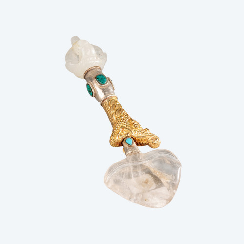 Scepter in Rock Crystal, Silver and Gilded Metal, 20th Century