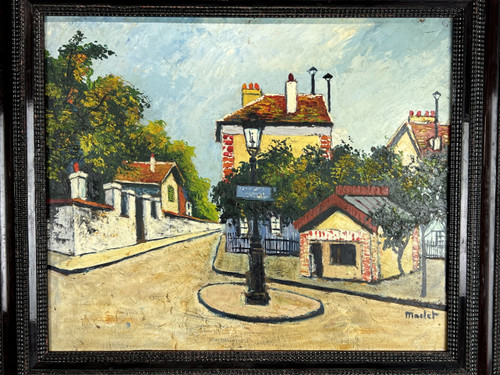 MACLET ELISÉE (1881/1962) PAINTING / OIL ON CARDBOARD "REVERBERE IN MONTMARTRE