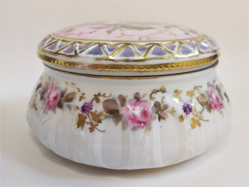  Hand Painted Porcelain Box From Volkstedt 19th C