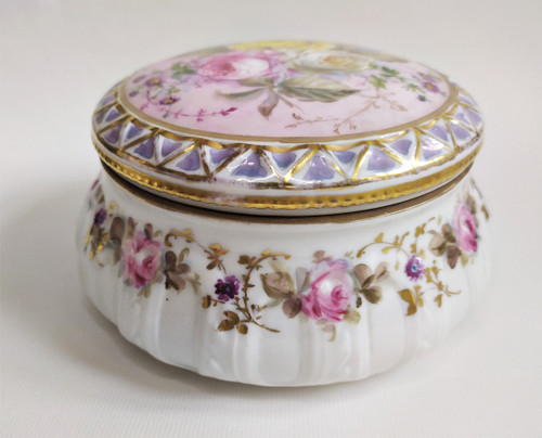  Hand Painted Porcelain Box From Volkstedt 19th C