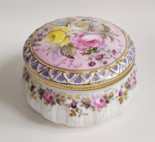  Hand Painted Porcelain Box From Volkstedt 19th C