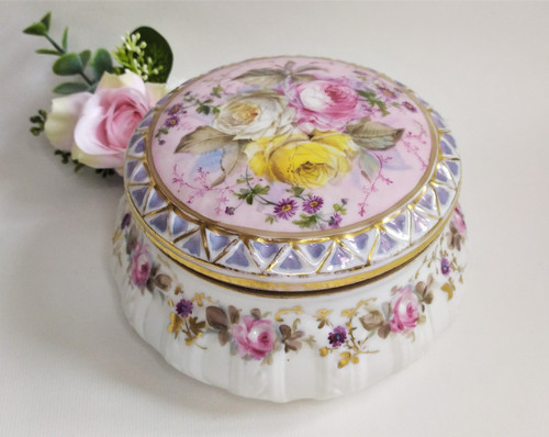  Hand Painted Porcelain Box From Volkstedt 19th C