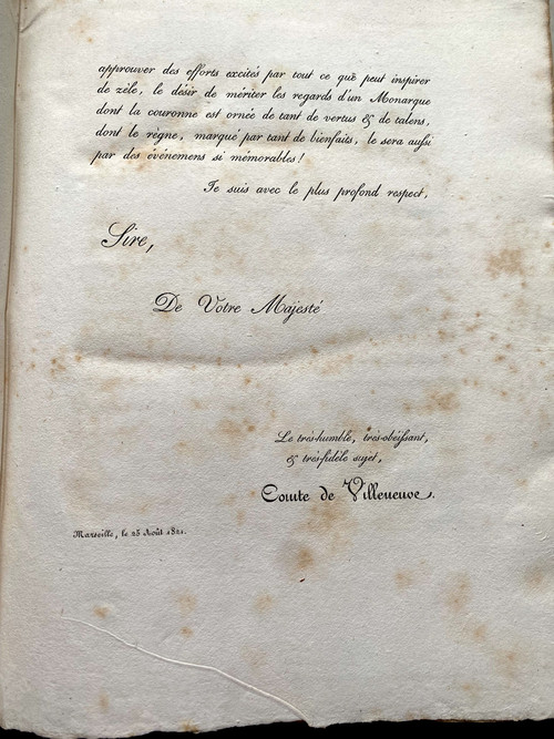 3forts volumes in 4 untrimmed of "Statistiques du département des Bouches -du-Rhone dédié au Roi par M. le Comte de Villeneuve . Marseille 1821