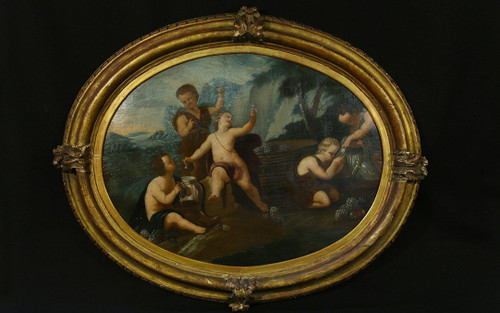 Huile Sur Toile XVIIIème, Putti (104 X 85 Cm)