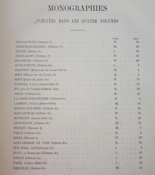 Cl. Sauvageot‎ ‎palais Châteaux Hotels & Houses of France From the 15th to the 18th Century 4volumes In Folio