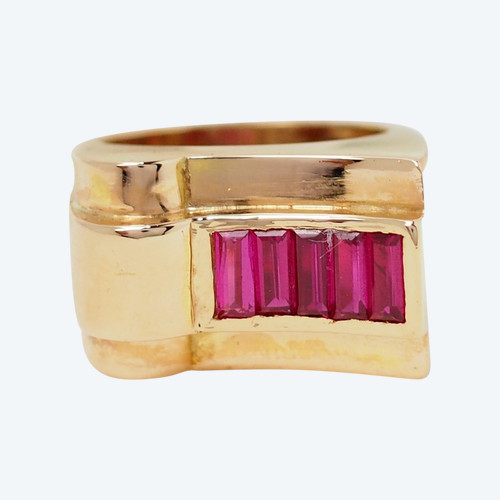 Yellow and ruby Tank ring