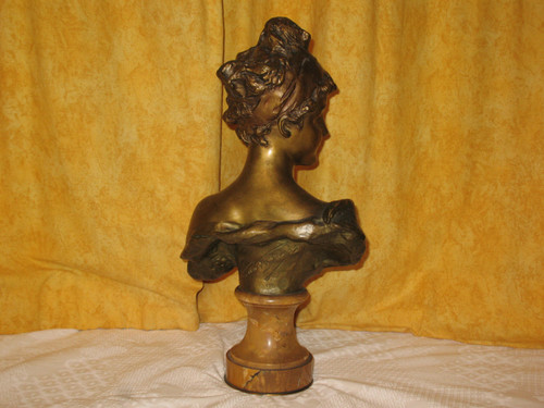 Busto in bronzo di giovane ragazza firmato da G. Van der Straeten XIX secolo