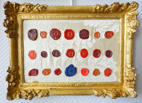 Collection Of Ancient Coat Of Arms Stamps Presented In 2 Louis XIV Period Frames - Heraldic