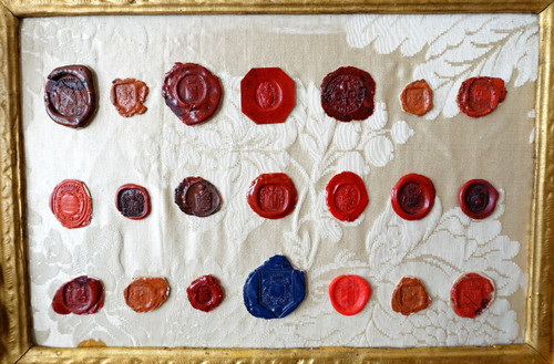 Collection Of Ancient Coat Of Arms Stamps Presented In 2 Louis XIV Period Frames - Heraldic