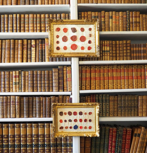 Collection Of Ancient Coat Of Arms Stamps Presented In 2 Louis XIV Period Frames - Heraldic