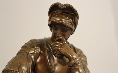 Bronze, Lorenzo De Medici nach Michelangelo, Gusseisen Barbedienne (54 Cm)