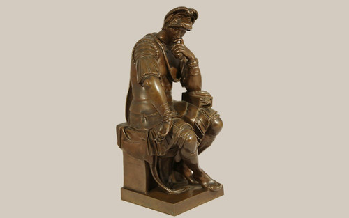 Bronze, Lorenzo De Medici nach Michelangelo, Gusseisen Barbedienne (54 Cm)