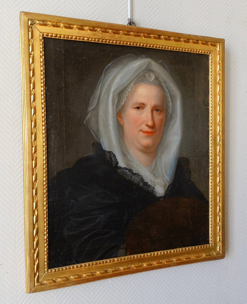 Ecole Française Du XVIIIe Siècle, Grd Portrait De Dame Aristocrate d'époque Louis XV, Hst