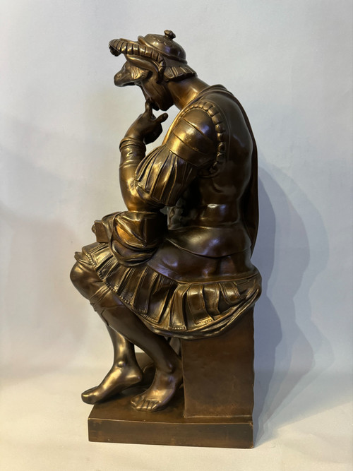 Bronze sculpture, Lorenzo de' Medici 19th century Barbedienne H 54 (Medicis)