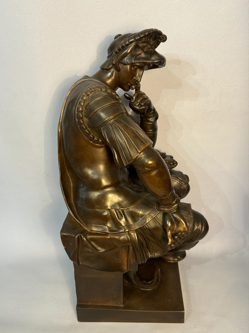 Bronze sculpture, Lorenzo de' Medici 19th century Barbedienne H 54 (Medicis)