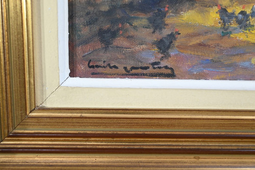 Oil on wood "Maison en Brière", signed E. Gautier - 1955