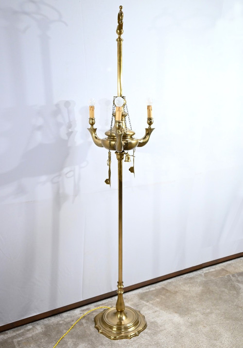 Lampada da terra in bronzo dorato - Fine XIX secolo