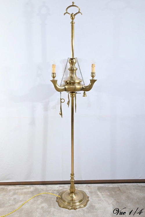 Lampada da terra in bronzo dorato - Fine XIX secolo