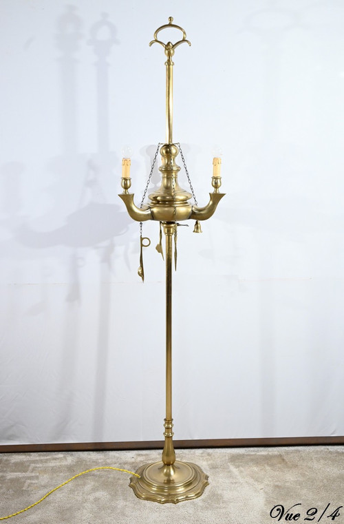 Lampada da terra in bronzo dorato - Fine XIX secolo