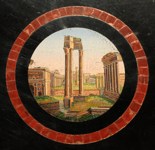 Micromosaic pedestal table with views of Rome, Italy, circa 1820-1830