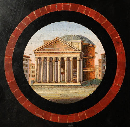 Micromosaic pedestal table with views of Rome, Italy, circa 1820-1830