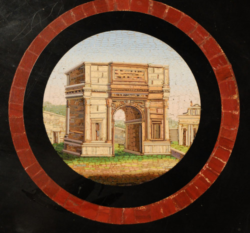 Micromosaic pedestal table with views of Rome, Italy, circa 1820-1830