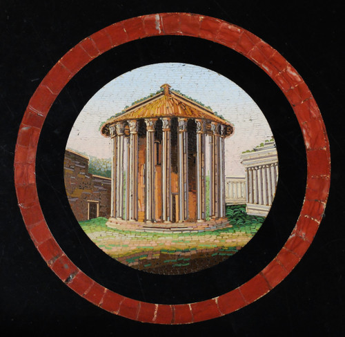 Micromosaic pedestal table with views of Rome, Italy, circa 1820-1830