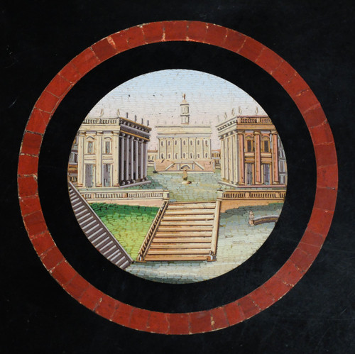 Micromosaic pedestal table with views of Rome, Italy, circa 1820-1830