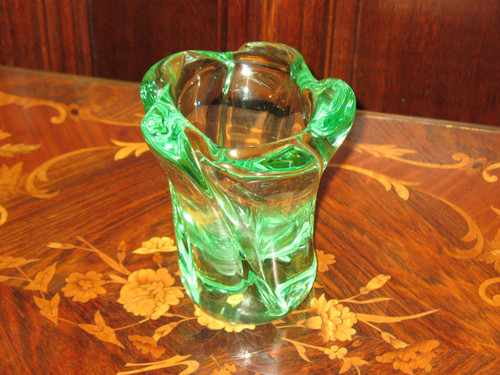 Torso-shaped green Daum crystal vase signed 20th century