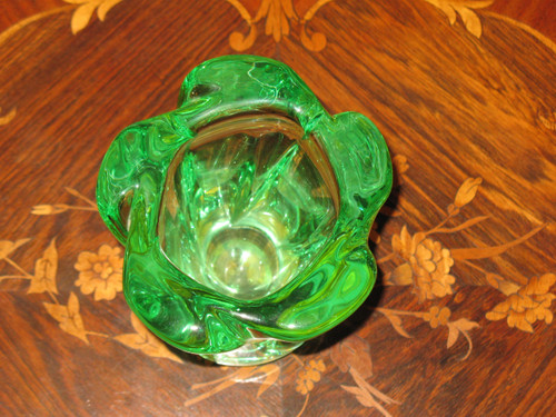 Torso-shaped green Daum crystal vase signed 20th century