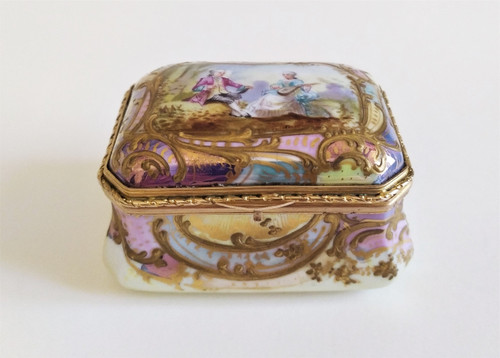 Antique Hand Painted Porcelain Jewelry Box