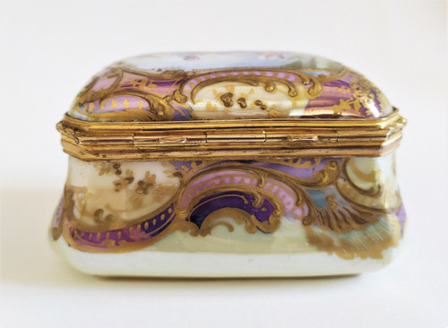 Antique Hand Painted Porcelain Jewelry Box