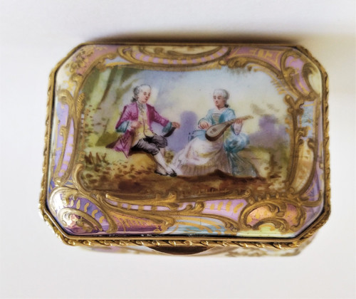 Antique Hand Painted Porcelain Jewelry Box