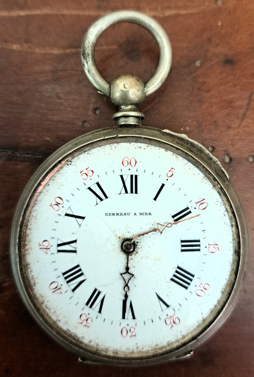 Pocket watch with silver clamshell chatelaine